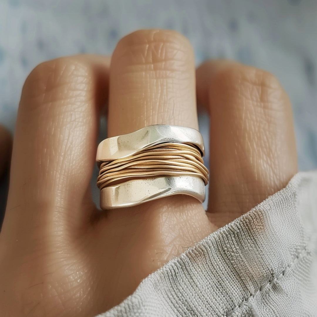 Anillo de plata Hilos de Oro