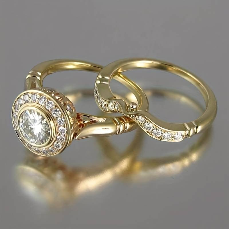 Paquete de anillos vintage de oro y circonitas