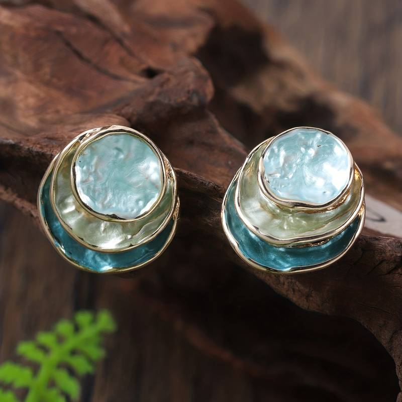 Pendientes en capas vintage pintados a mano