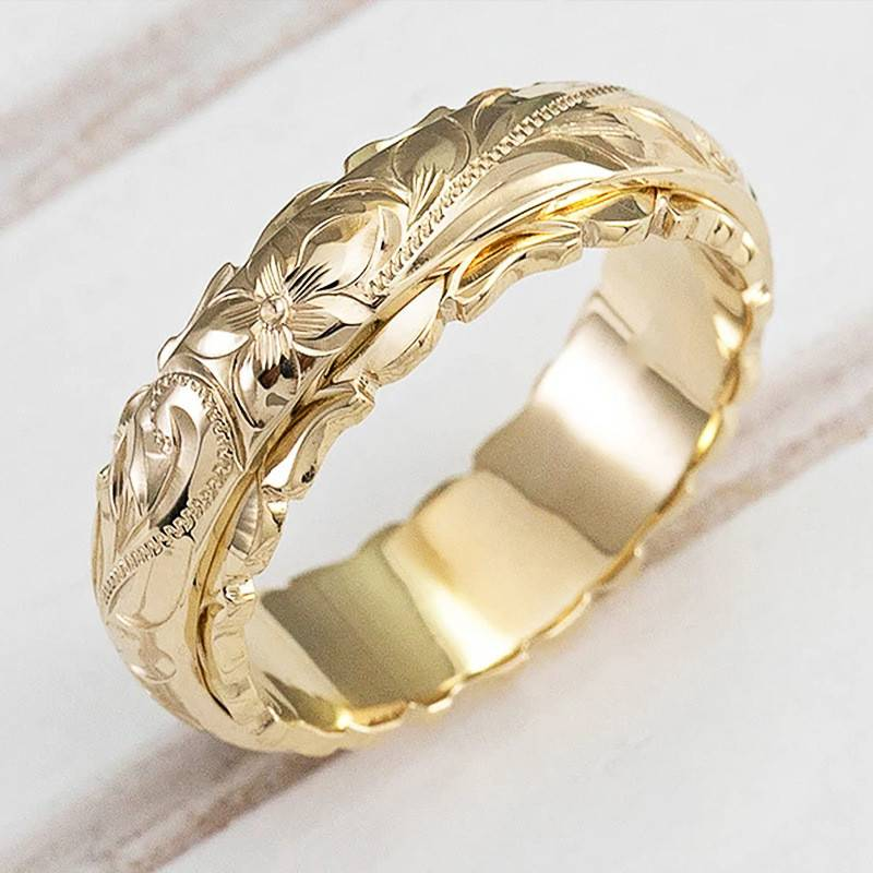 Anillo de Flor Dorada Vintage
