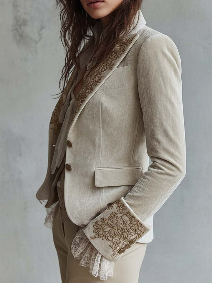 Constance | Blazer Marfil Bordado