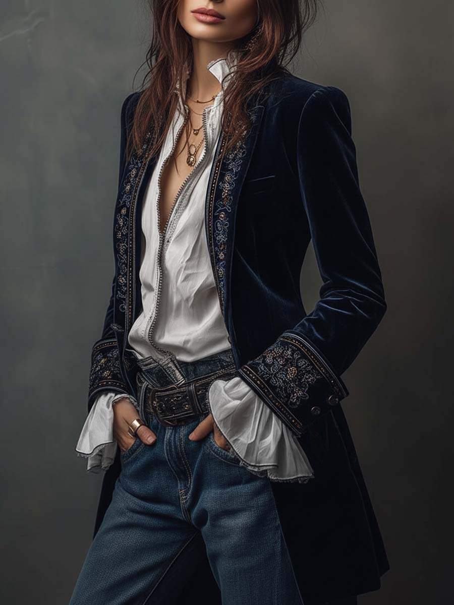 Athénaïs | Chaqueta Larga Bordada