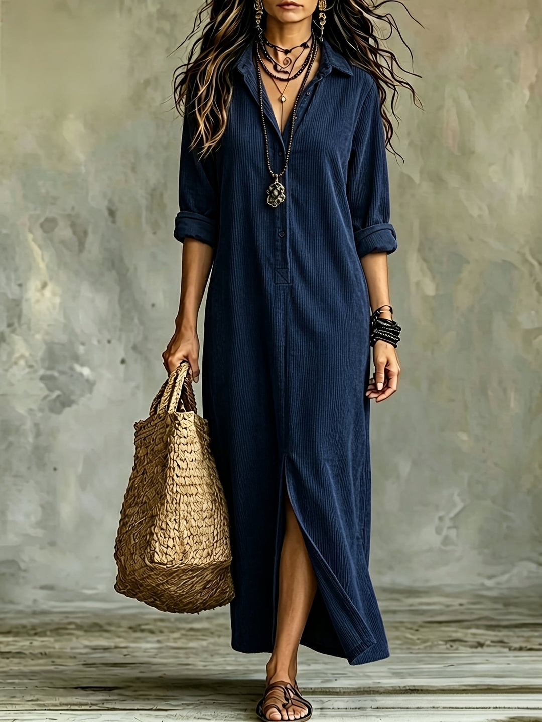 Leonora | Vestido Camisero de Pana