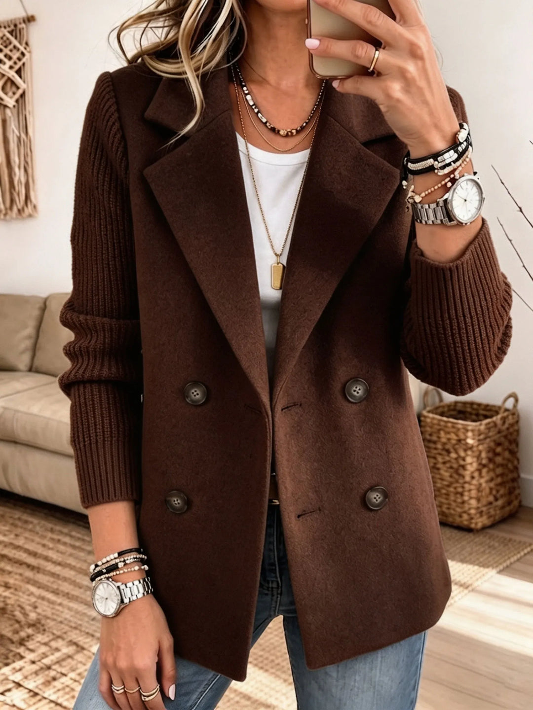 Blazer con Mangas de Punto