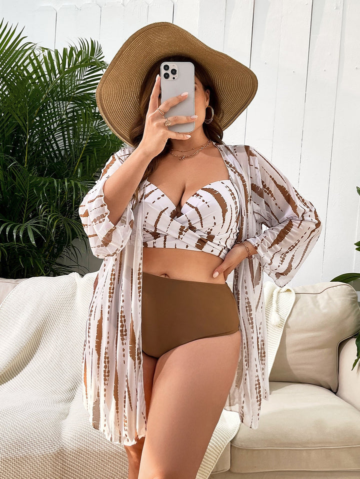 Ángela | Conjunto de Playa Curvy con Estampado de Palmeras