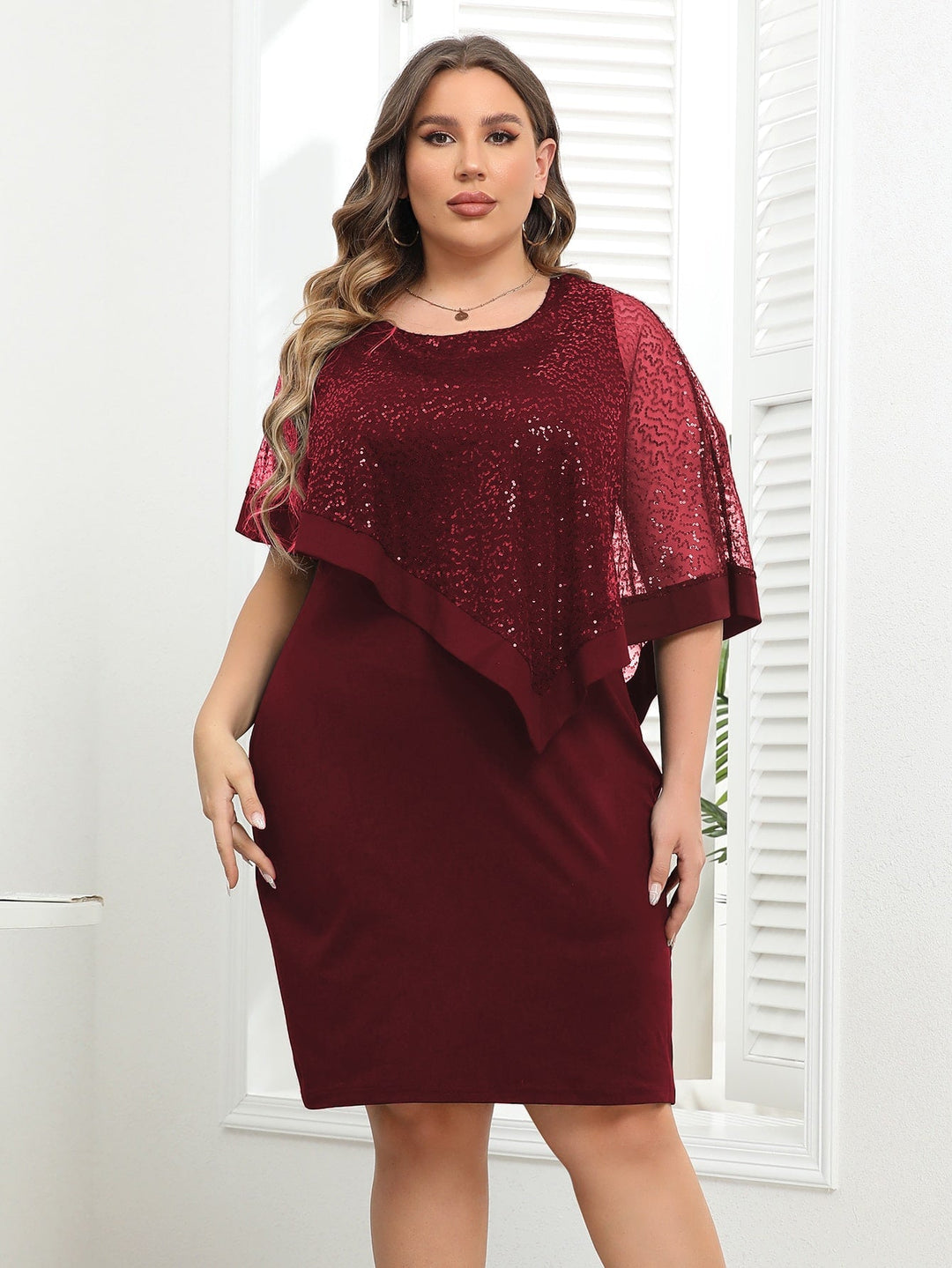 Nerea | Vestido Curvy de Lentejuelas a Contraste