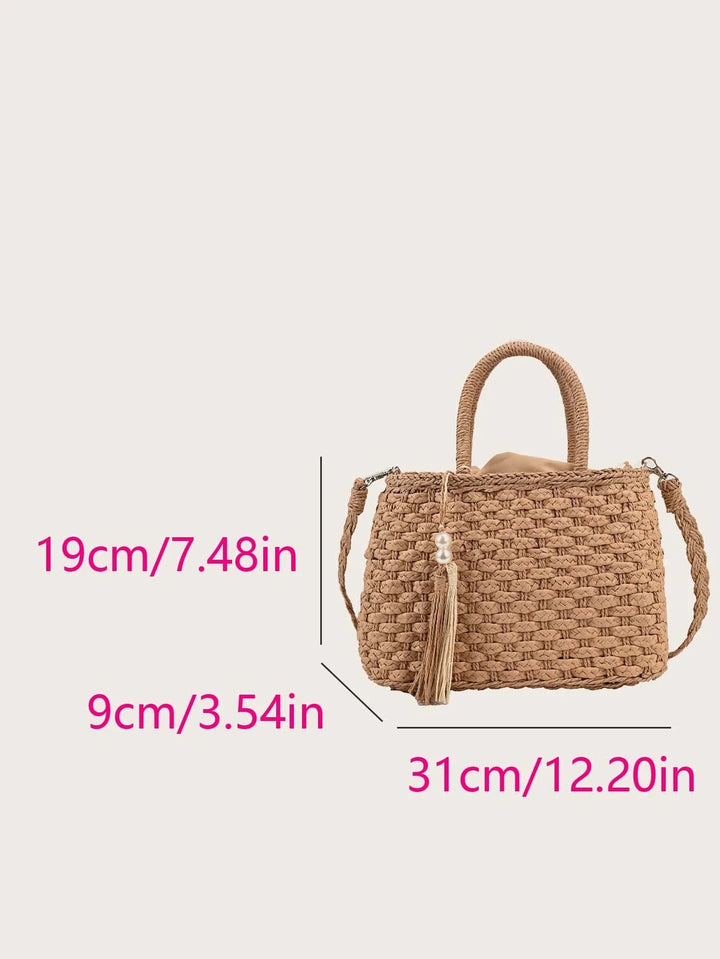 Irene | Bolso de Paja con Borlas