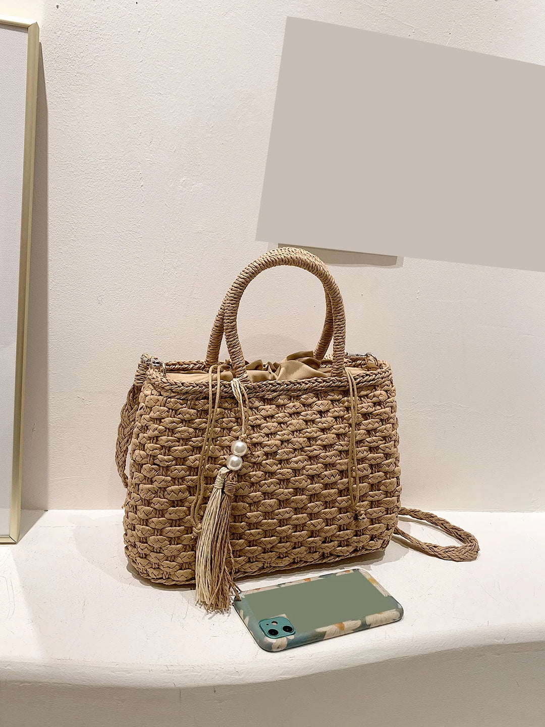 Irene | Bolso de Paja con Borlas