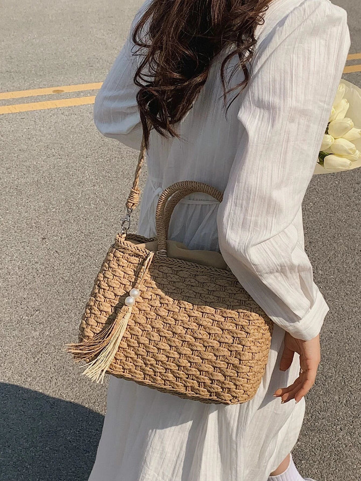 Irene | Bolso de Paja con Borlas