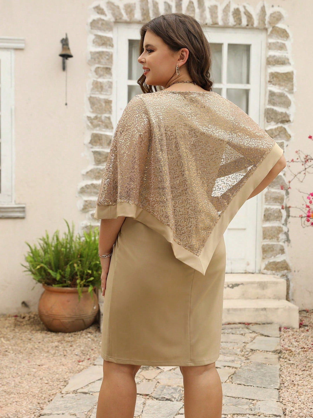 Nerea | Vestido Curvy de Lentejuelas a Contraste