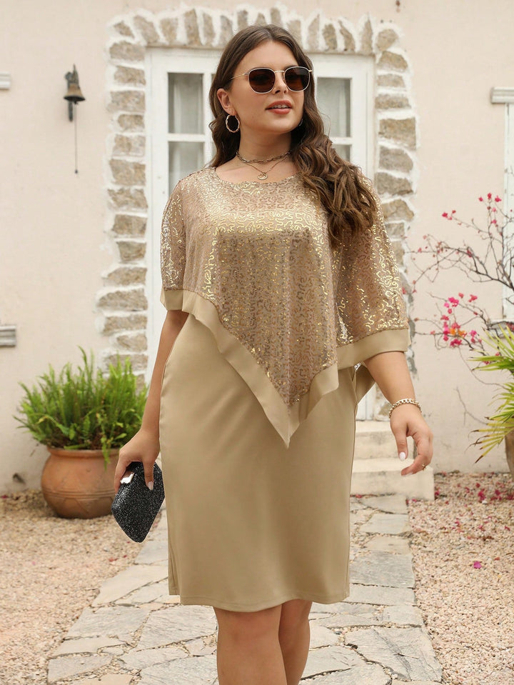 Nerea | Vestido Curvy de Lentejuelas a Contraste