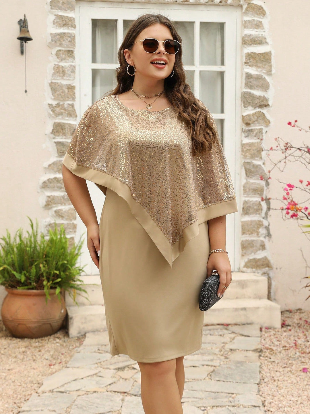 Nerea | Vestido Curvy de Lentejuelas a Contraste