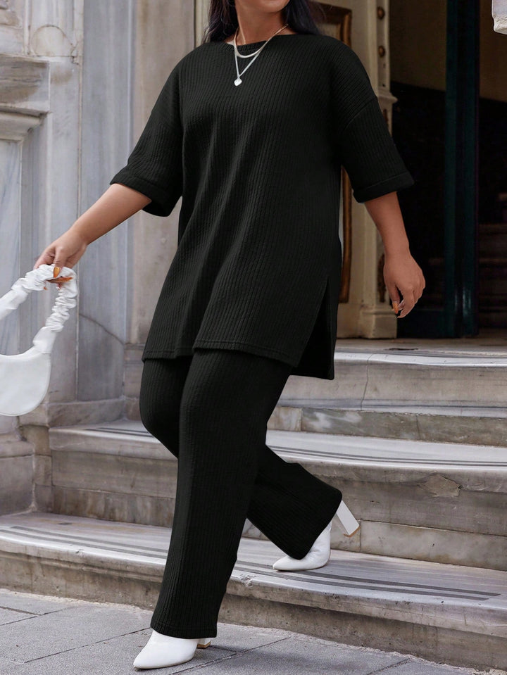 Natalia | Conjunto Curvy de Algodón con Pantalón Recto
