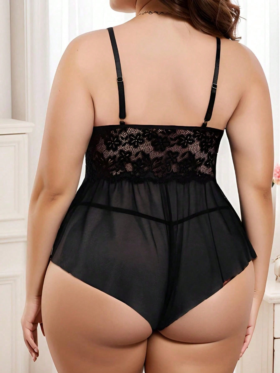 Body teddy curvy de encaje estilo babydoll