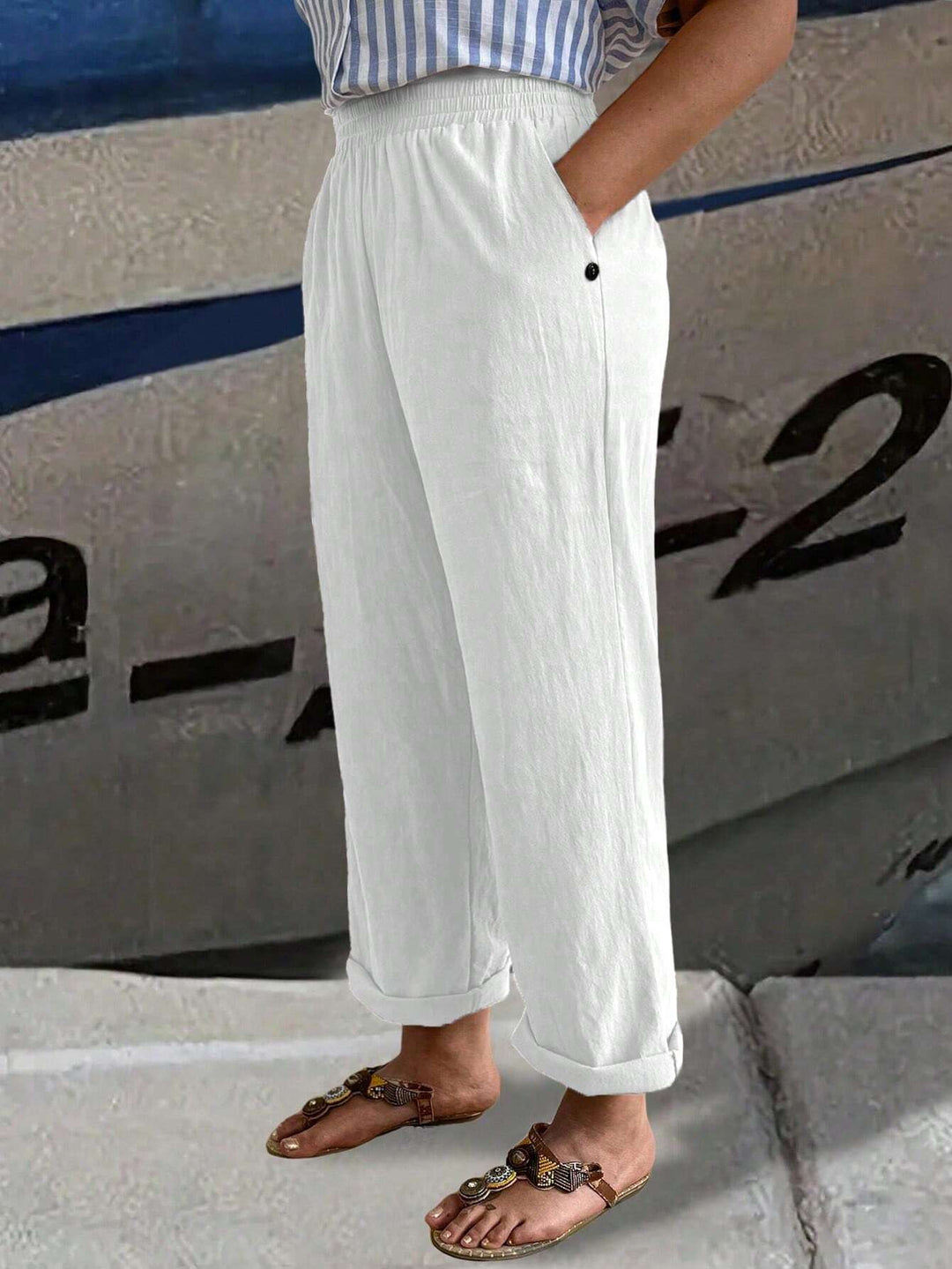 Nicolasa | Pantalón Curvy Ancho con Pliegues