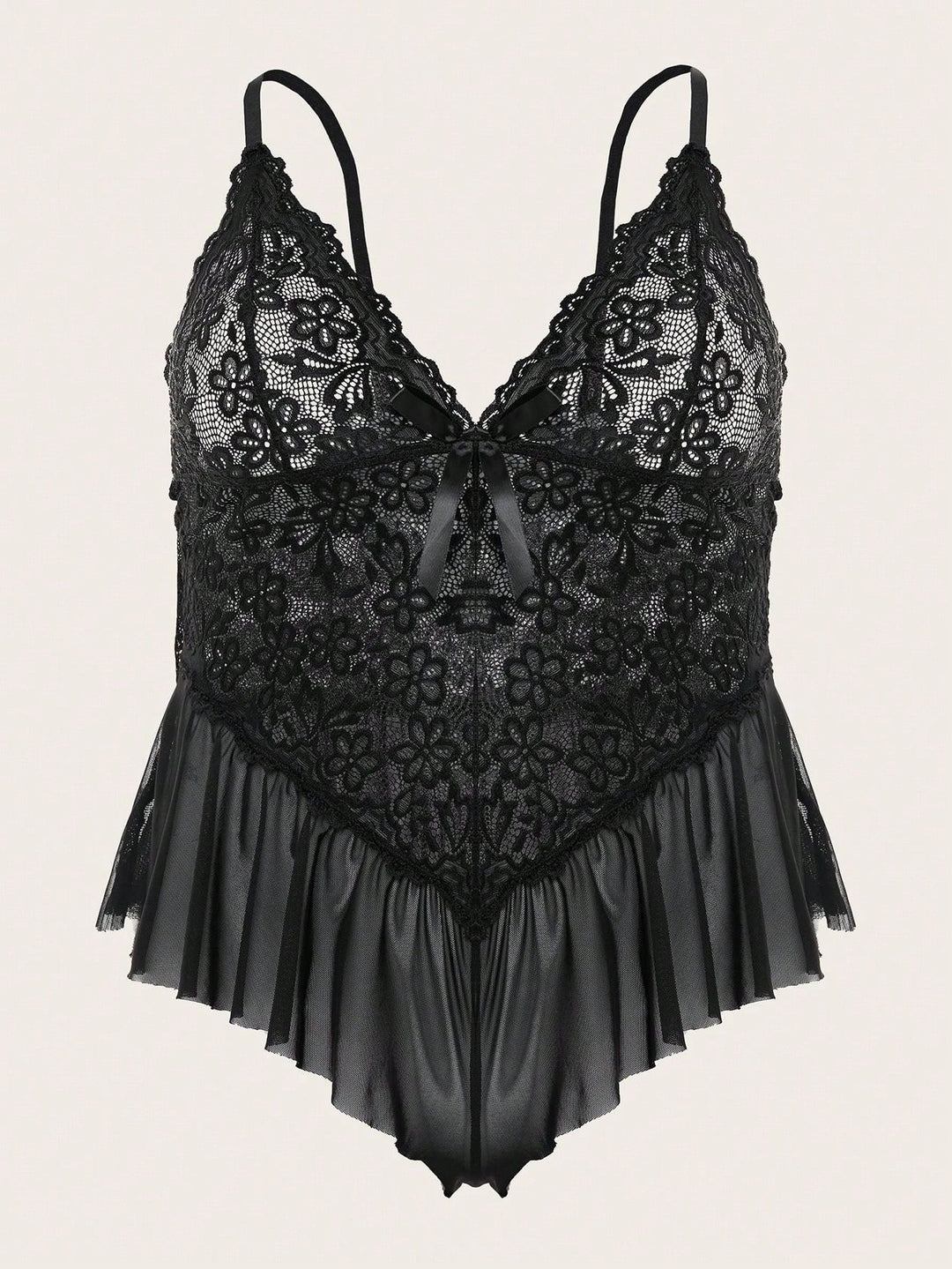 Body teddy curvy de encaje estilo babydoll