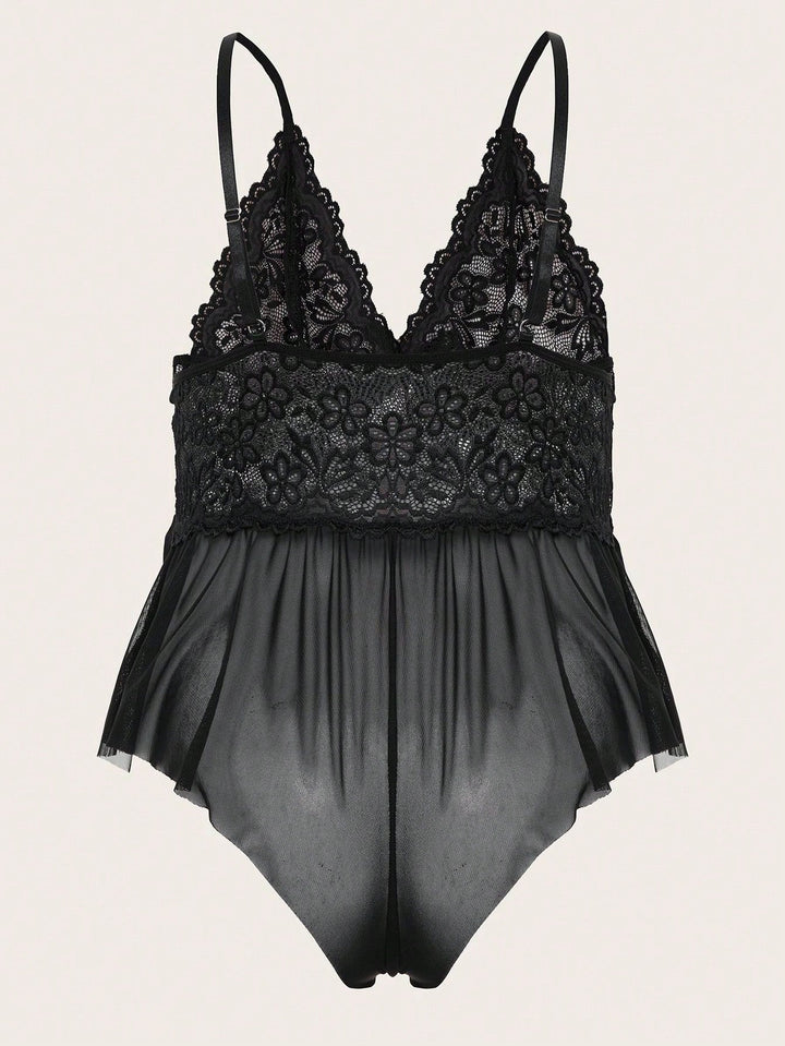 Body teddy curvy de encaje estilo babydoll
