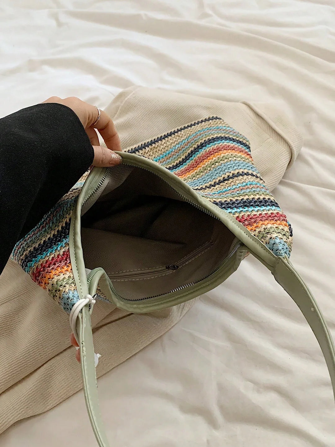 Isabela | Bolso Bandolera Tejido a Rayas