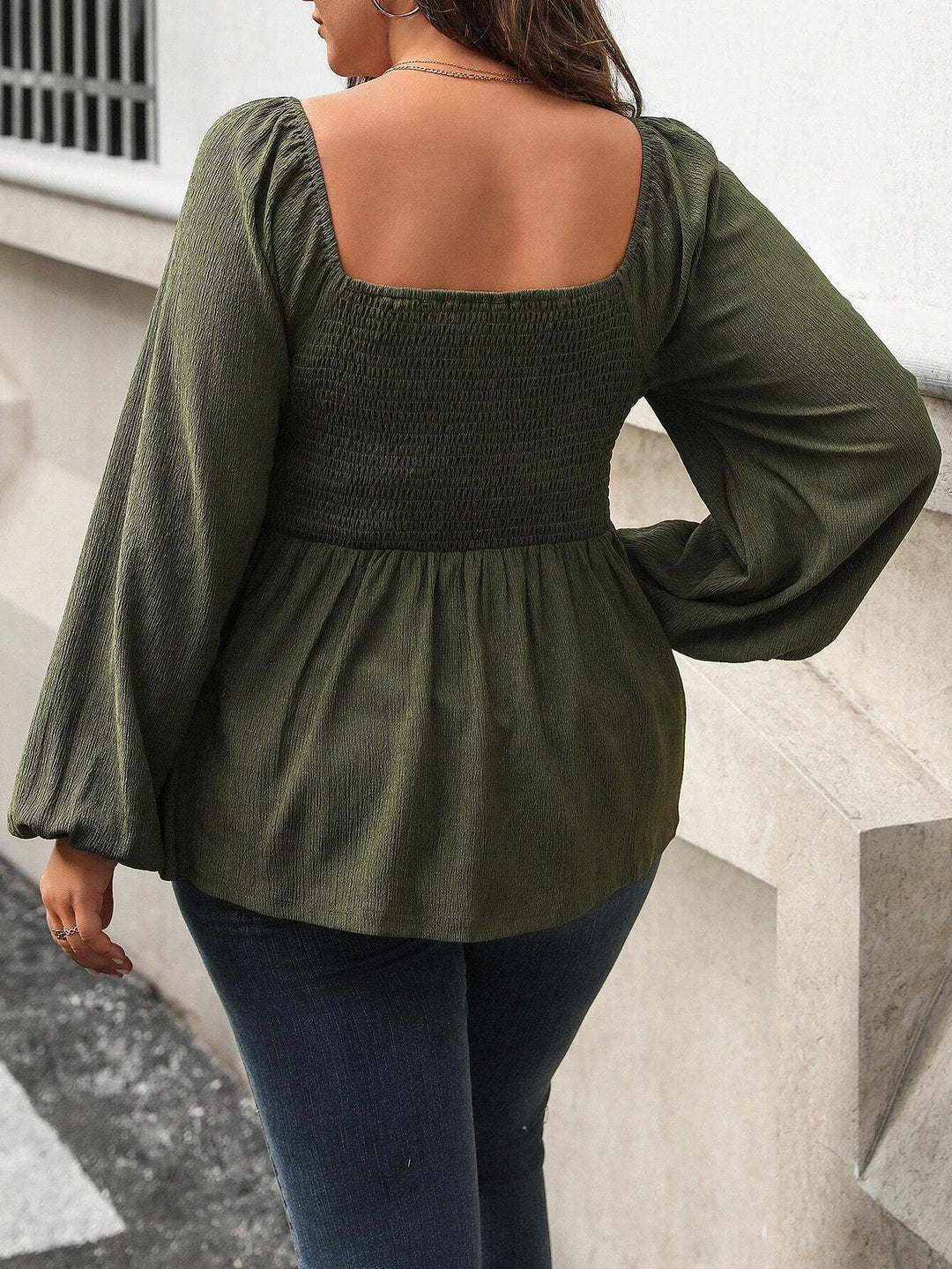 Sofía | Blusa Curvy de Manga Globo y Cintura Fruncida