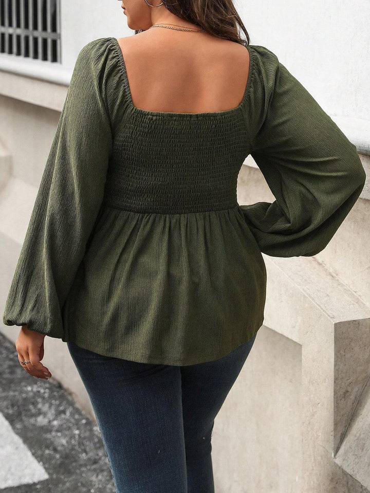 Sofía | Blusa Curvy de Manga Globo y Cintura Fruncida
