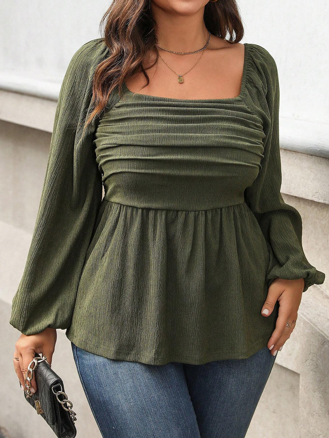 Sofía | Blusa Curvy de Manga Globo y Cintura Fruncida
