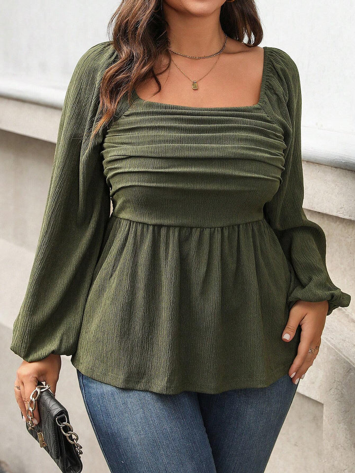 Sofía | Blusa Curvy de Manga Globo y Cintura Fruncida