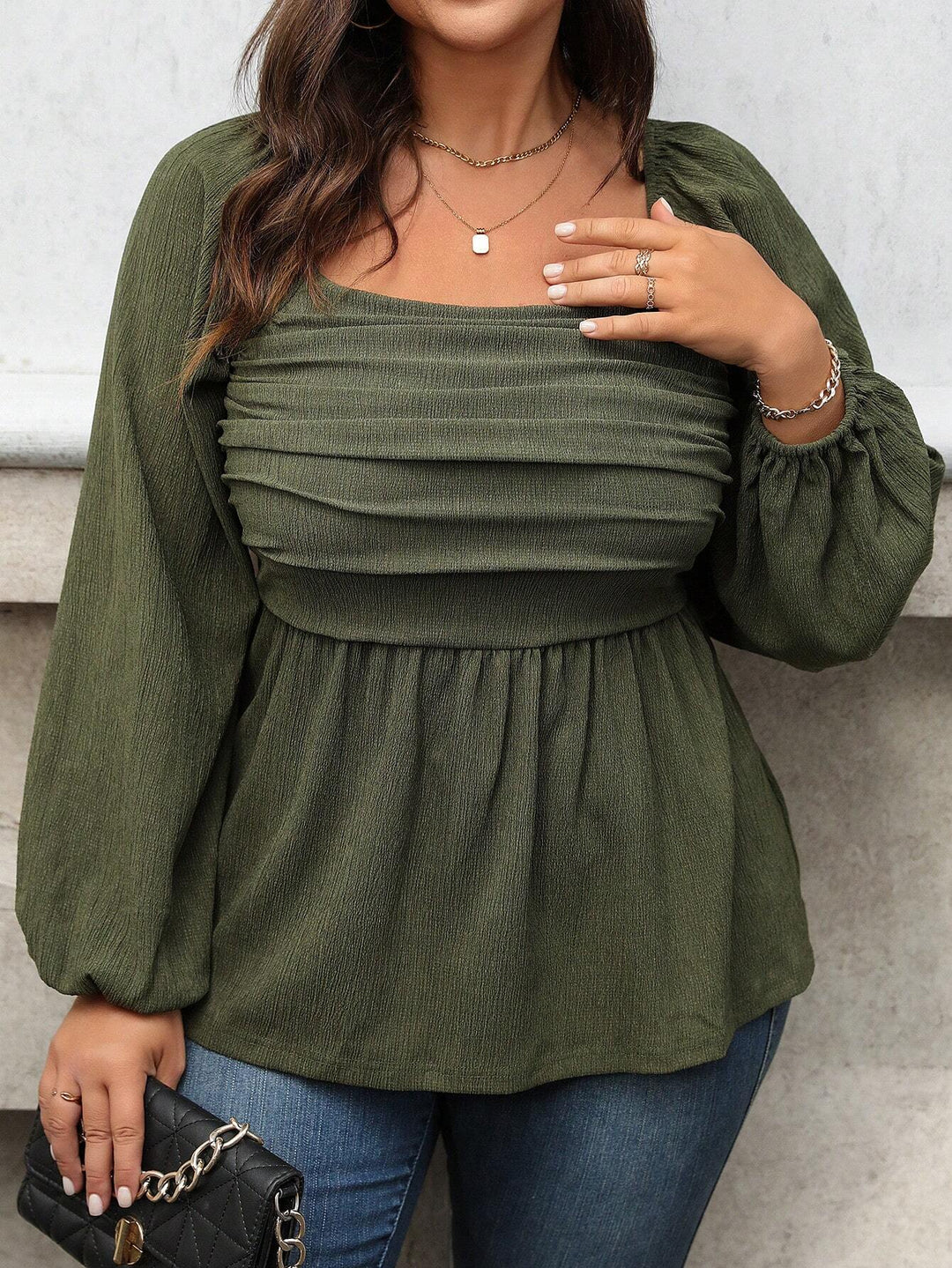 Sofía | Blusa Curvy de Manga Globo y Cintura Fruncida