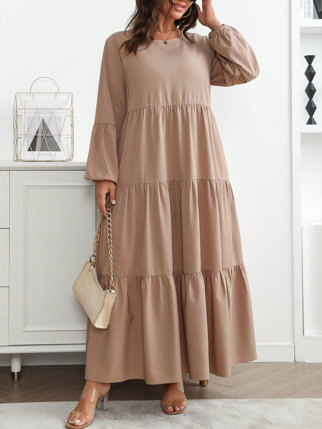 Lucía | Vestido Maxi Curvy con Mangas Globo