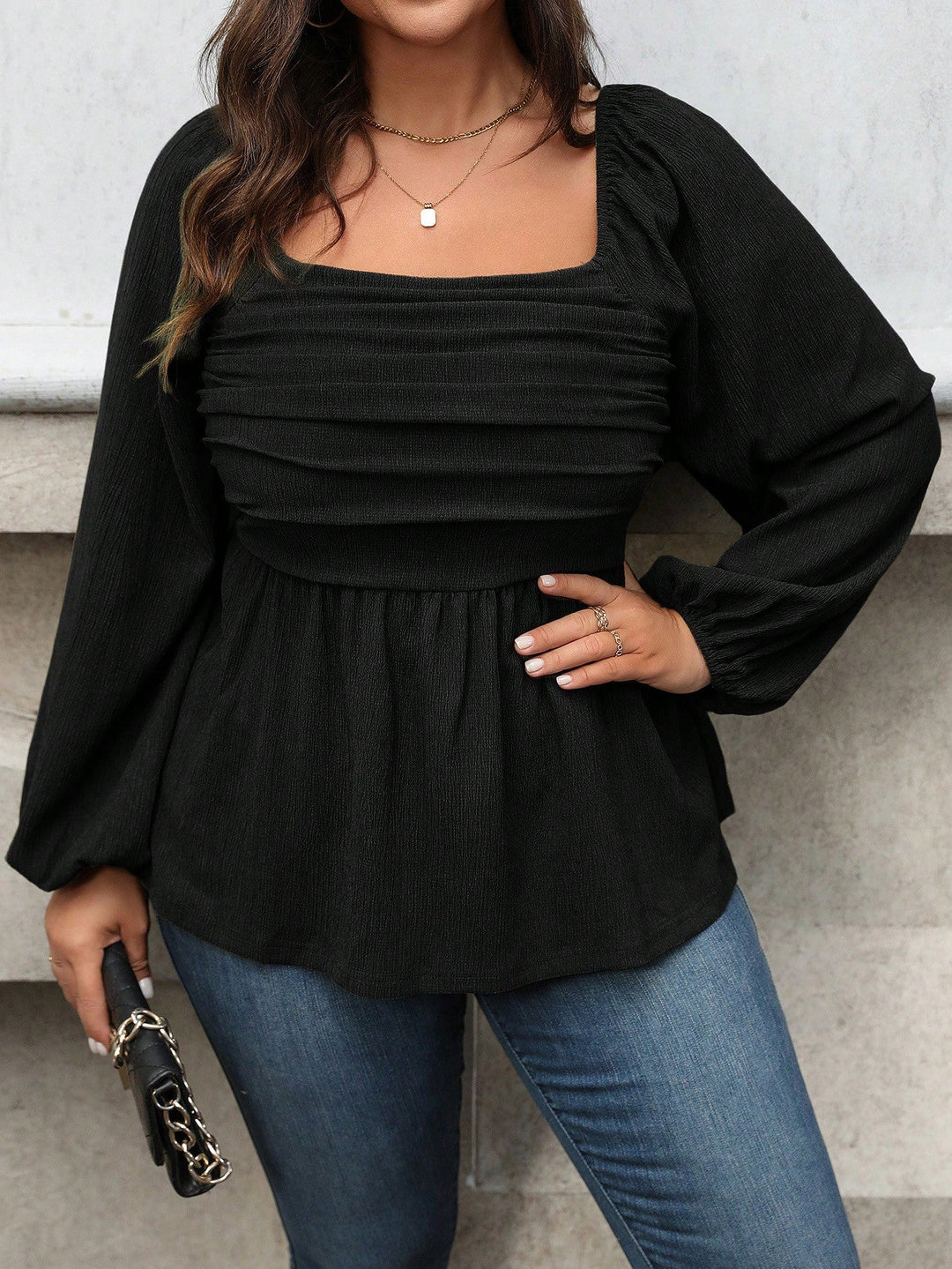 Sofía | Blusa Curvy de Manga Globo y Cintura Fruncida