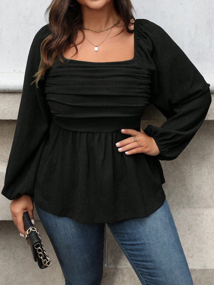 Sofía | Blusa Curvy de Manga Globo y Cintura Fruncida