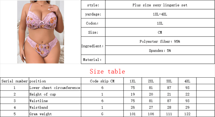 Conjunto curvy de sujetador y tanga floral con mariposas