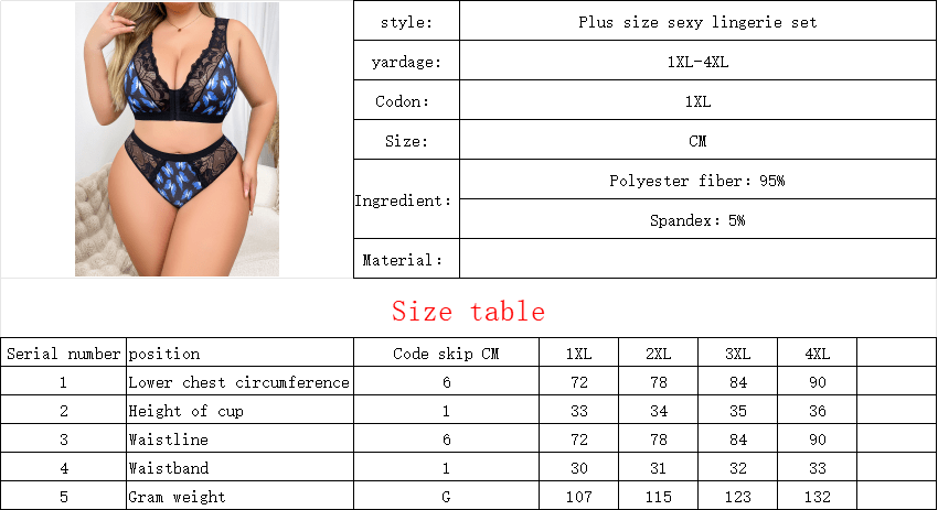Conjunto curvy de sujetador con mariposas y braguita