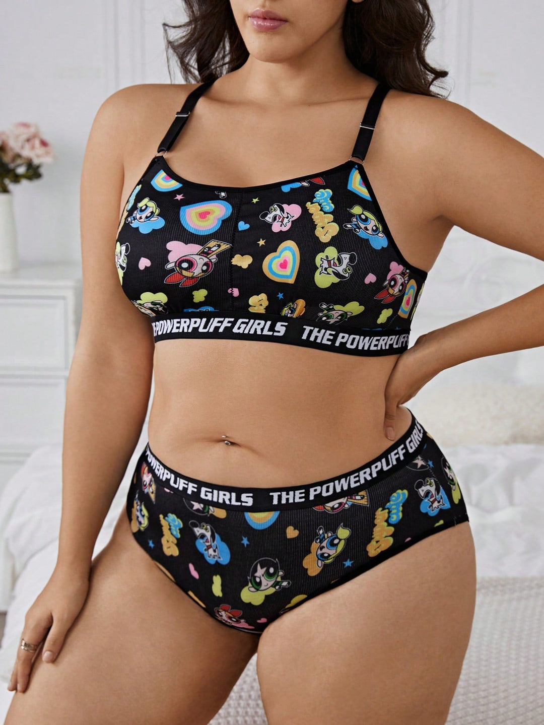 Conjunto curvy de sujetador y braguita con corazones