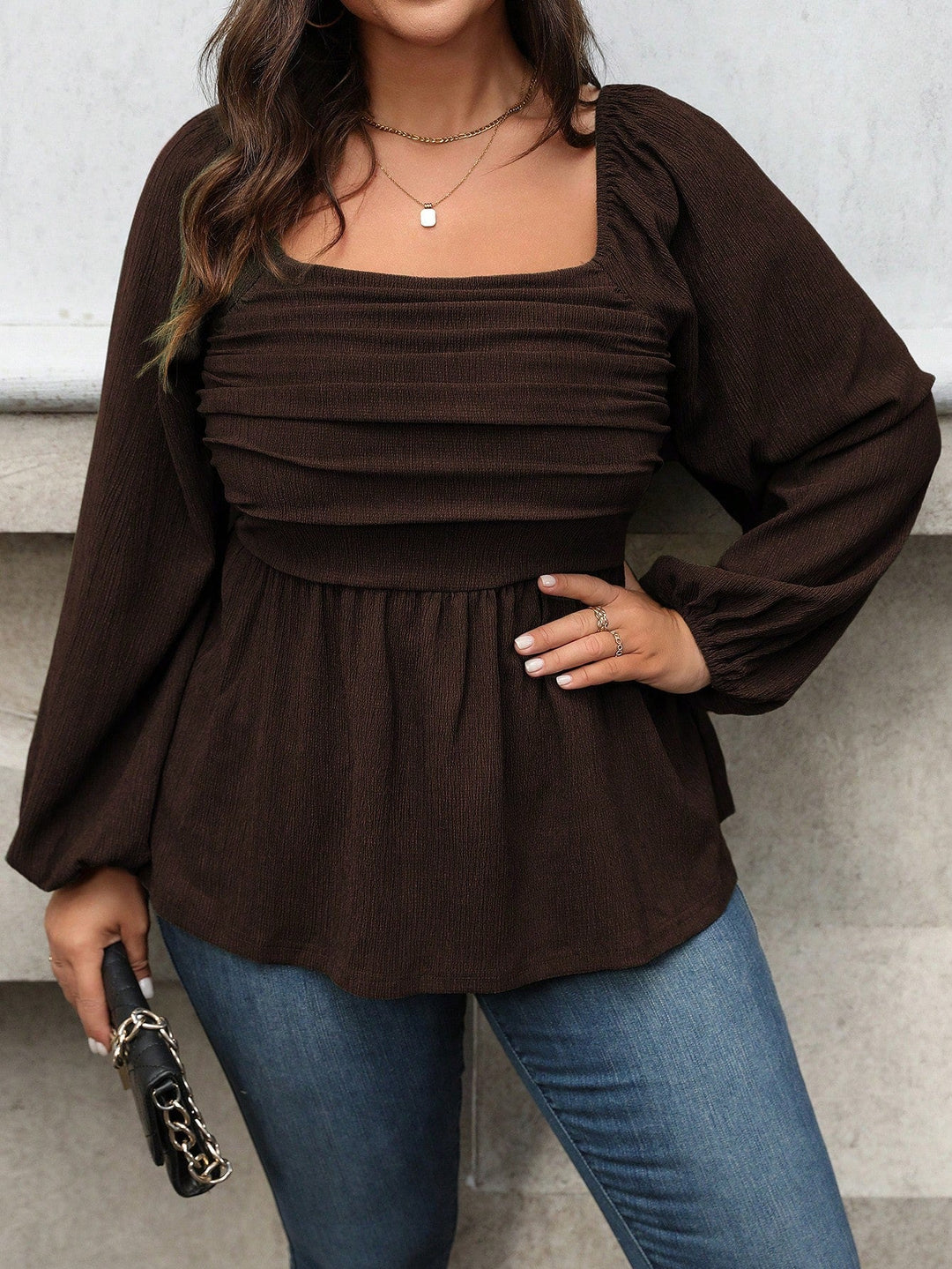 Sofía | Blusa Curvy de Manga Globo y Cintura Fruncida