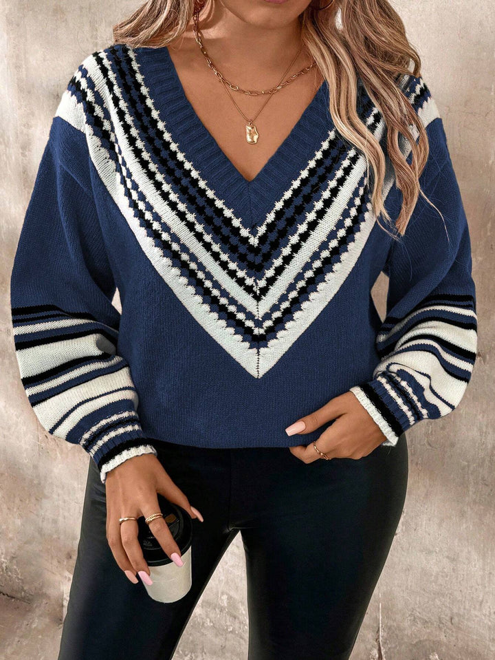 Adriana | Jersey Curvy de Rayas con Escote en V