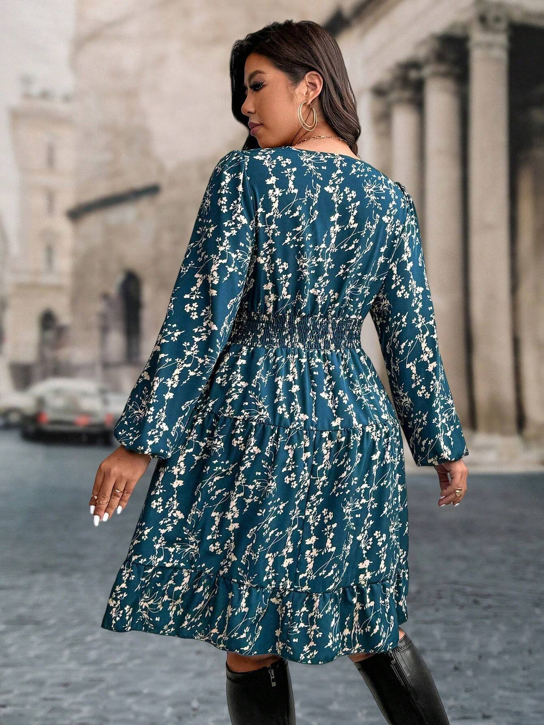 Ariana | Vestido Maxi Curvy con Volantes Florales