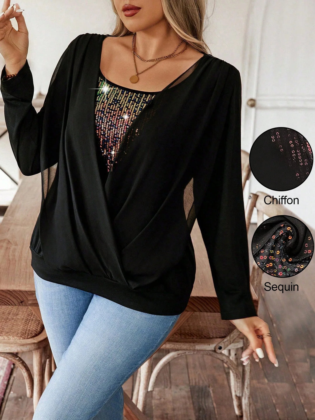Noelia | Camiseta Oversize Curvy con Lentejuelas