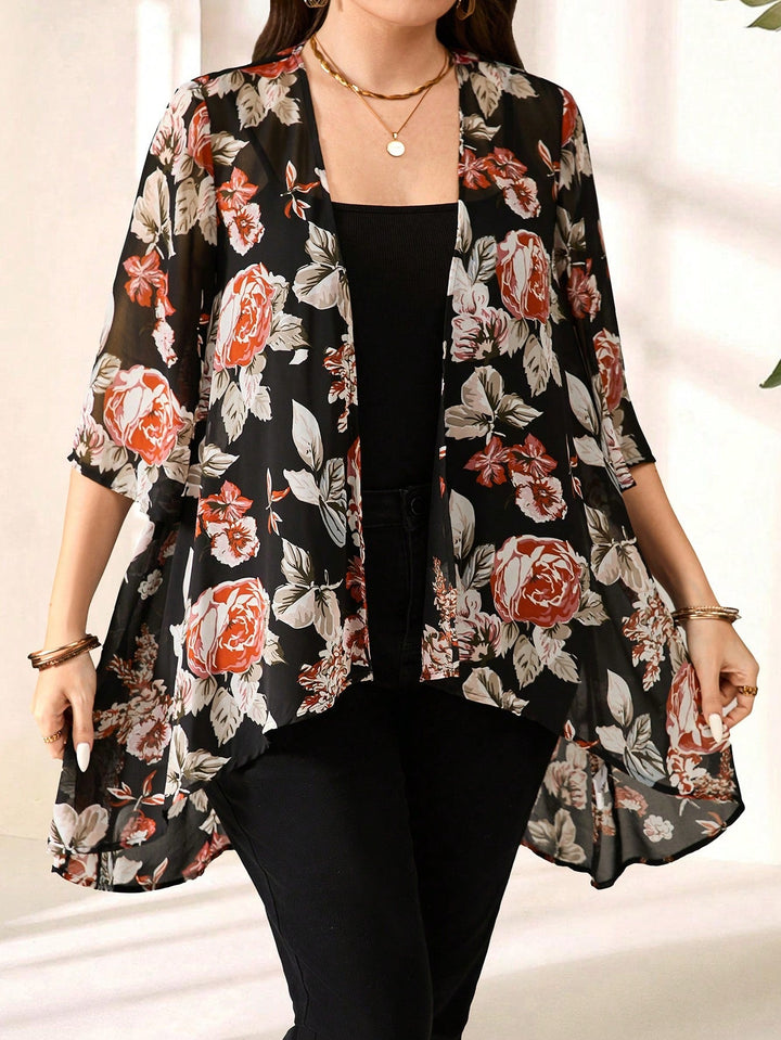 Paola | Chaqueta Curvy Jacquard de Manga Tres Cuartos