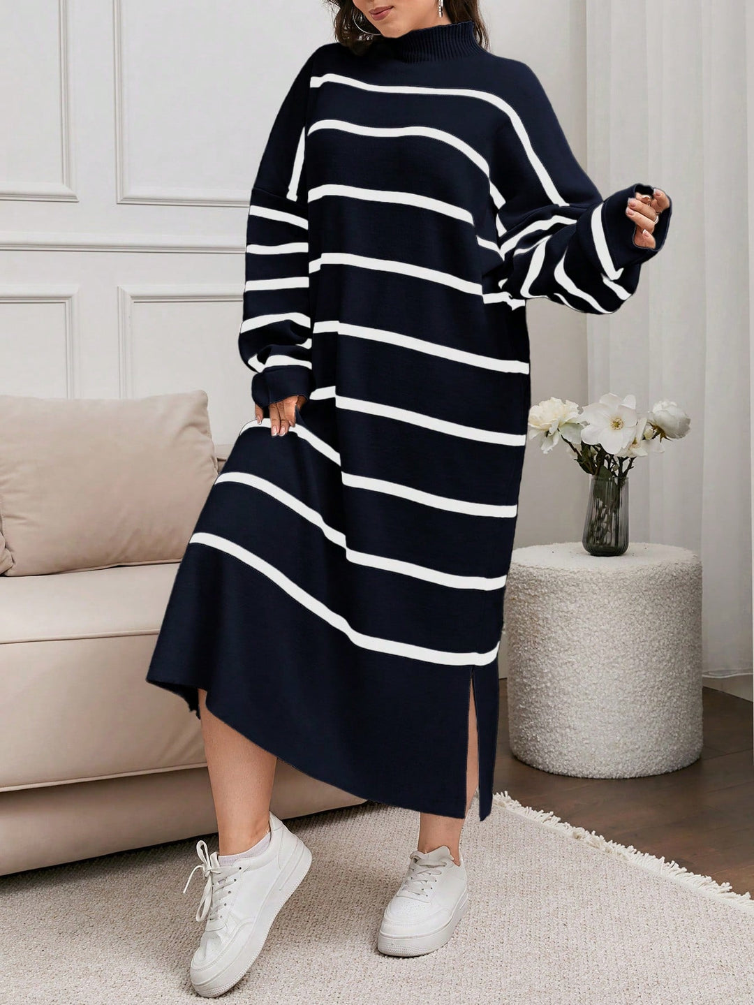 Inés | Vestido Jersey Curvy de Manga Abullonada