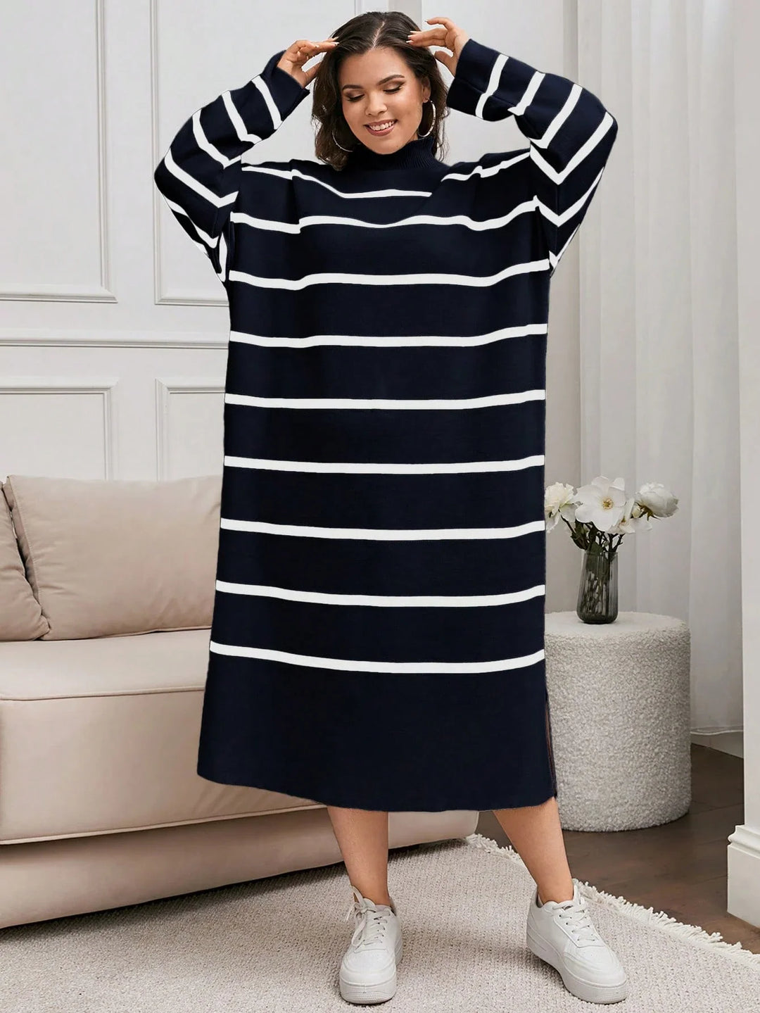 Inés | Vestido Jersey Curvy de Manga Abullonada