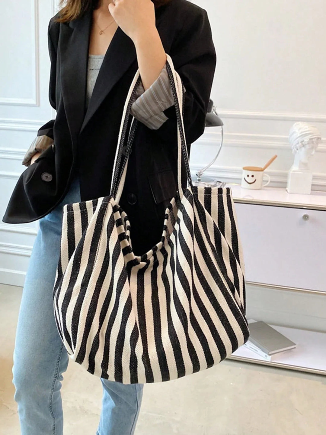 Marta | Bolso Tote de Lona a Rayas