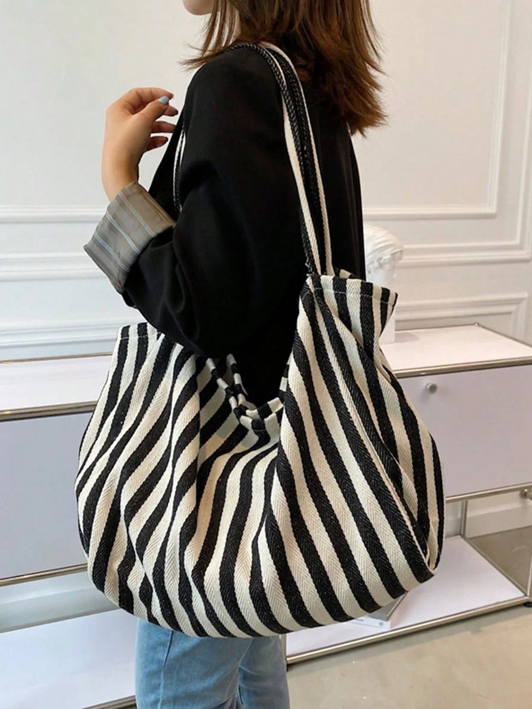Marta | Bolso Tote de Lona a Rayas
