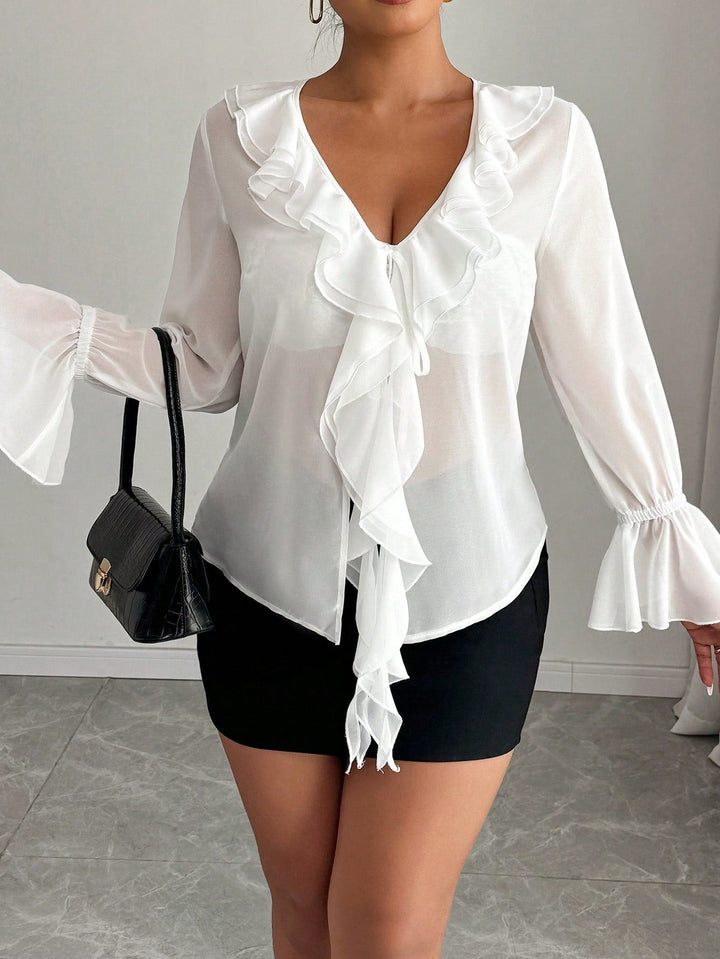 Daniela | Blusa Curvy de Chifón con Volantes
