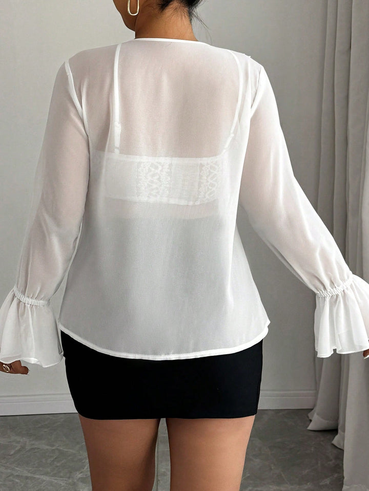 Daniela | Blusa Curvy de Chifón con Volantes