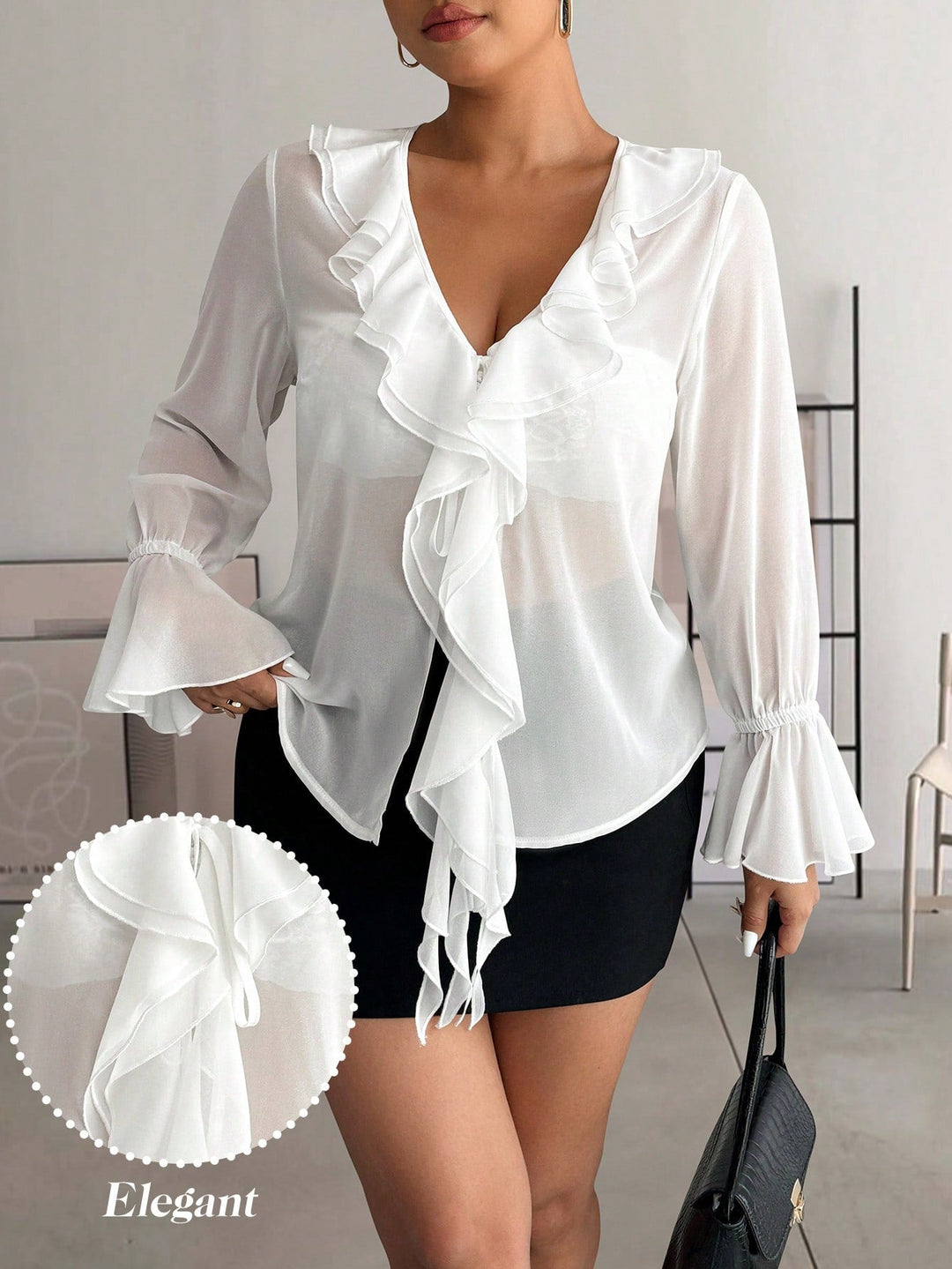 Daniela | Blusa Curvy de Chifón con Volantes