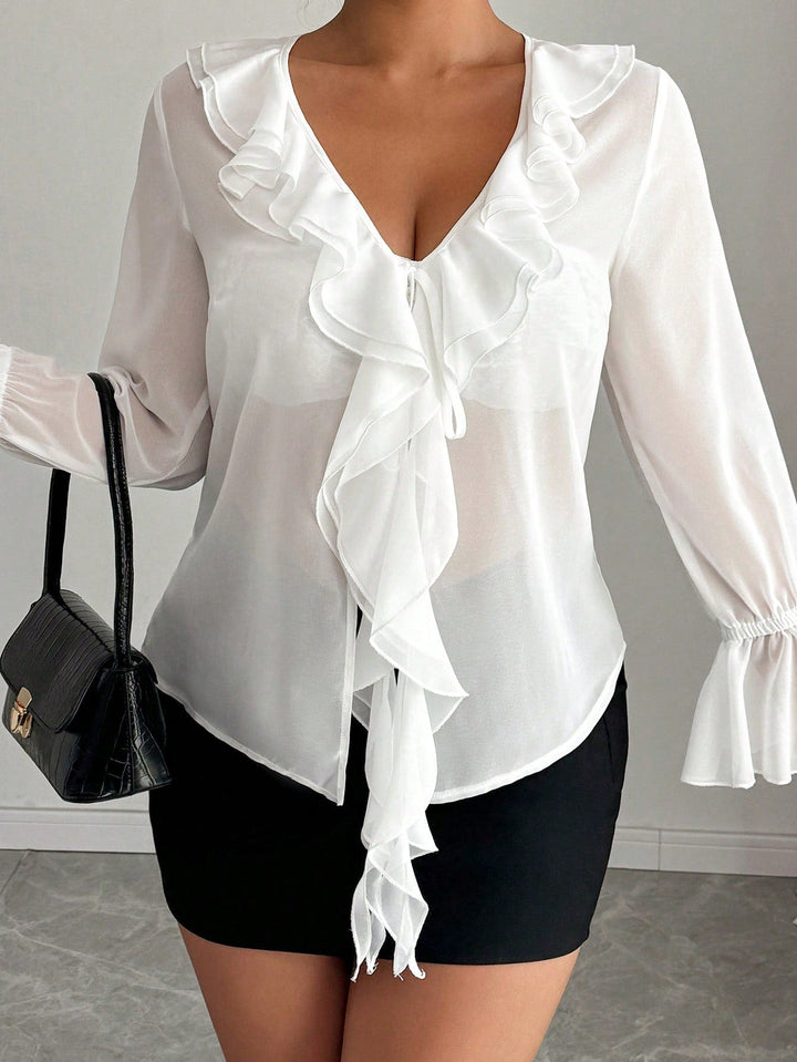 Daniela | Blusa Curvy de Chifón con Volantes