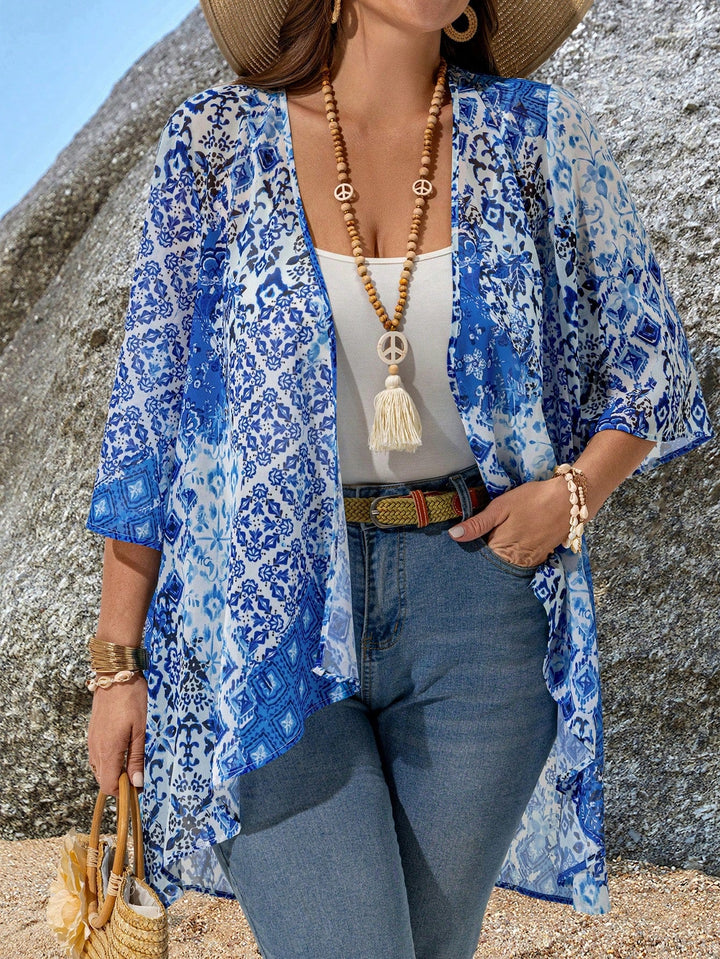 Paola | Chaqueta Curvy Jacquard de Manga Tres Cuartos