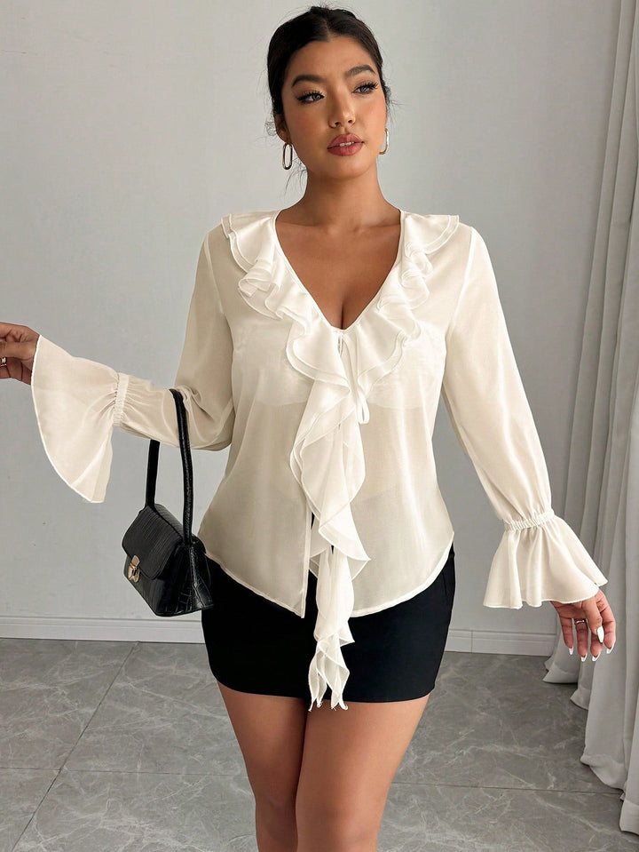 Daniela | Blusa Curvy de Chifón con Volantes
