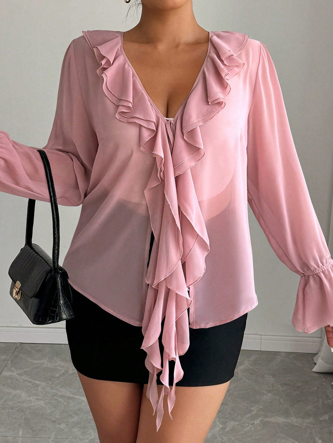 Daniela | Blusa Curvy de Chifón con Volantes