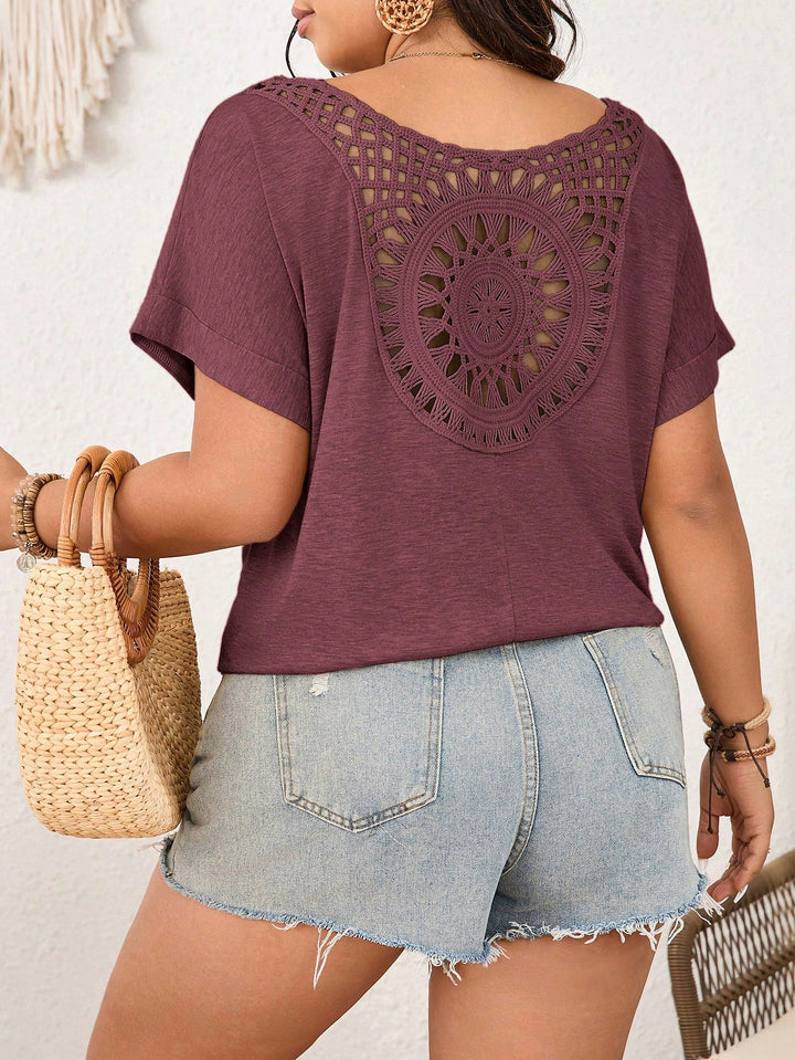 Jacinta | Camiseta Curvy de Encaje y Girasoles